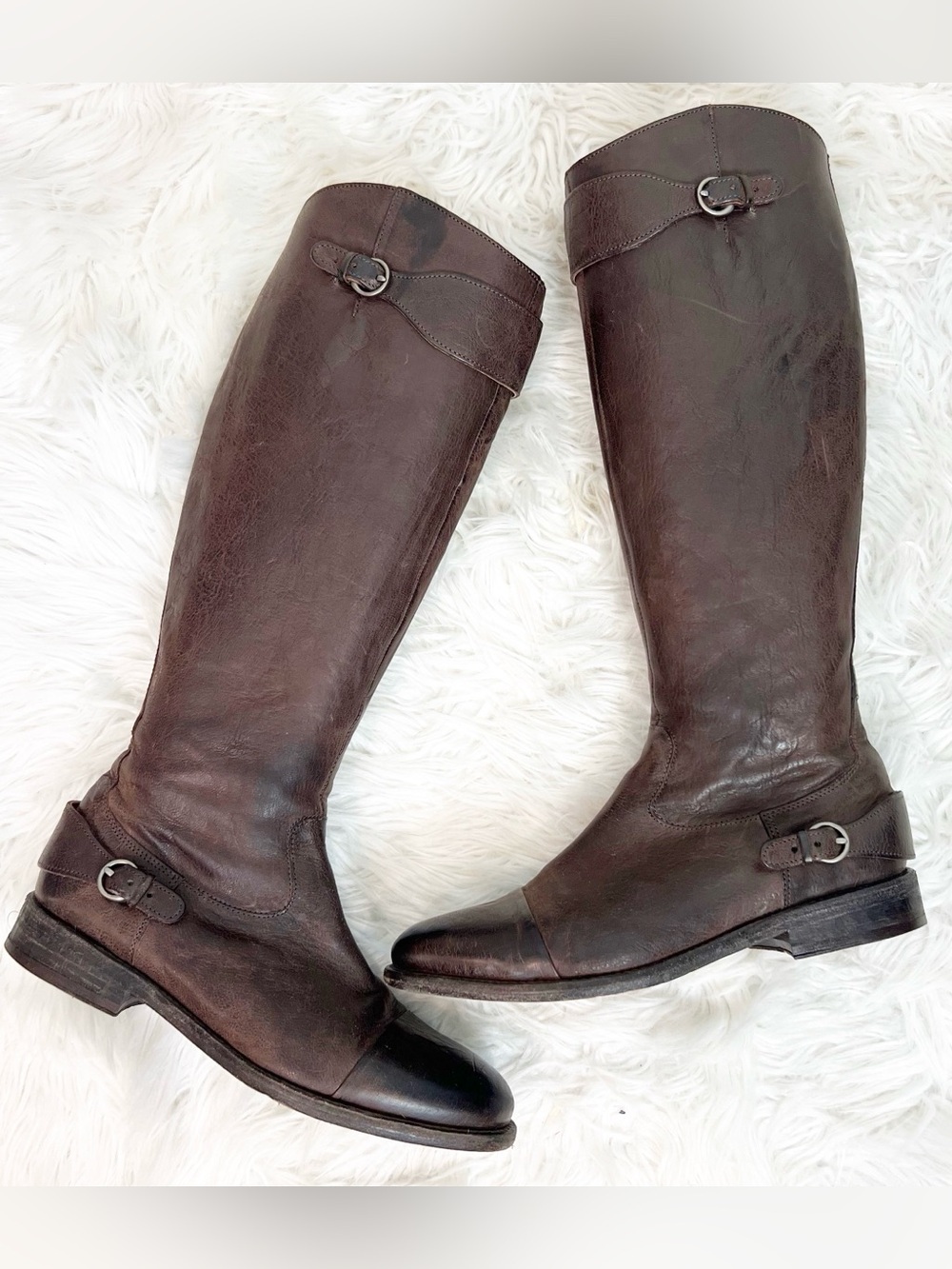 ALL SAINTS BROWN LEATHER TALL SHAFT RIDING BOOTS WOMENS SZ 38